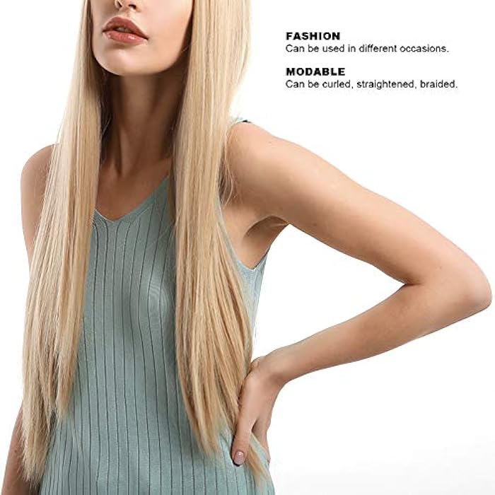 DILLARDS Lady Wig Front Lace Wigs Bangs Long Straight Blond Hair Fashionable Cosplay Party Stylish Synthetic Heat Resistant Fiber Hair For Women 70C - Image 3